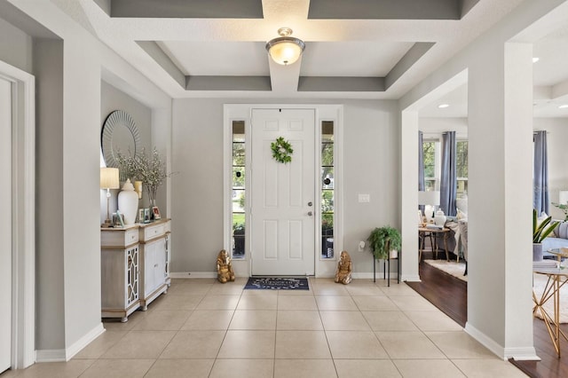 2700 Tree Meadow Loop, Apopka, FL 32712 - entryway featuring light tile patterned flooring and coffered ceiling