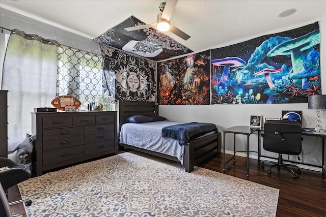 2700 Tree Meadow Loop, Apopka, FL 32712 - bedroom with wood finished floors, a ceiling fan, and a desk