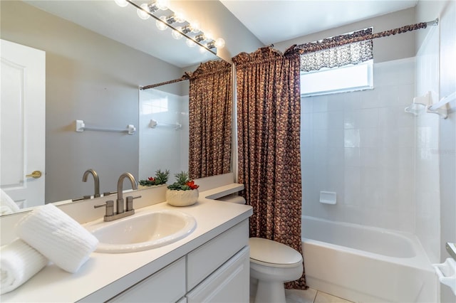 2340 Blackjack Oak St, Ocoee, FL 34761 - full bathroom with vanity, shower / bath combo with shower curtain, and tile patterned flooring