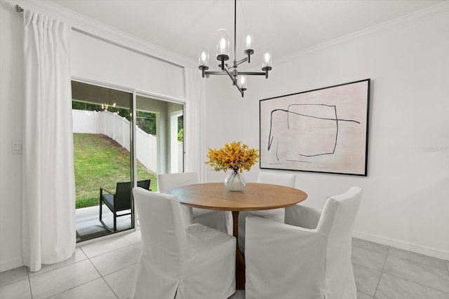 5684 Horseshoe Loop, Apopka, FL 32712 - dining room featuring a chandelier, light tile patterned floors, and crown molding