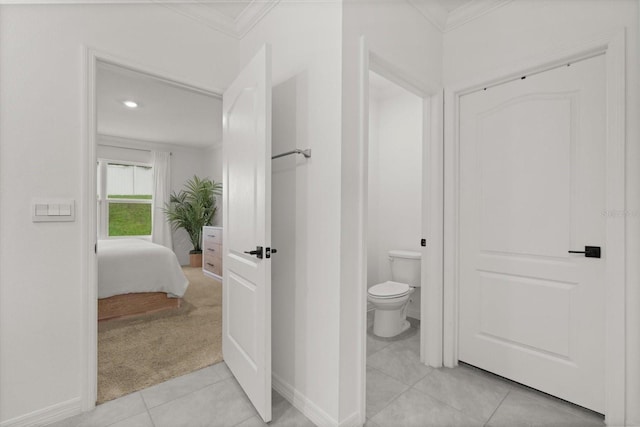 5684 Horseshoe Loop, Apopka, FL 32712 - bathroom featuring crown molding, tile patterned flooring, and recessed lighting