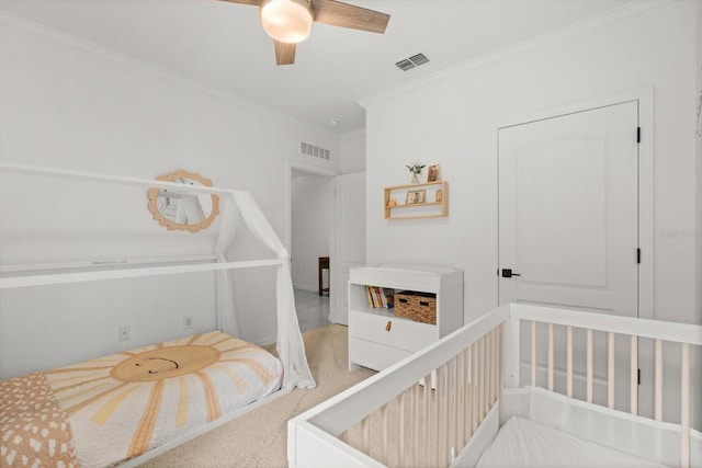 5684 Horseshoe Loop, Apopka, FL 32712 - carpeted bedroom with ornamental molding and a ceiling fan