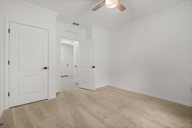 5684 Horseshoe Loop, Apopka, FL 32712 - unfurnished bedroom featuring carpet, ornamental molding, and a ceiling fan