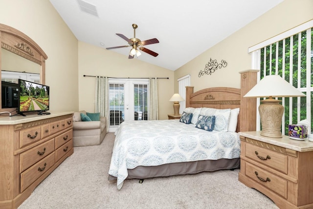 3422 Swallow Hill St, Clermont, FL 34714 - bedroom featuring lofted ceiling, multiple windows, light carpet, access to exterior, and ceiling fan