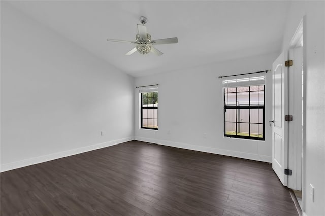 305 Chelmsford Ct, Kissimmee, FL 34758 - unfurnished room with lofted ceiling, a ceiling fan, and dark wood finished floors