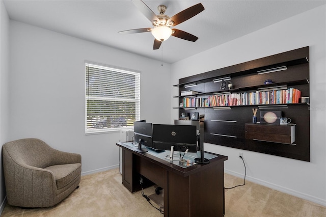 17242 Hickory Wind Dr, Clermont, FL 34711 - office area featuring ceiling fan and light colored carpet