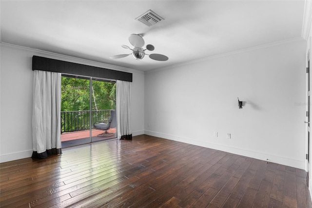 10545 Down Lakeview Cir, Windermere, FL 34786 - unfurnished room featuring a ceiling fan, dark wood-style flooring, and ornamental molding