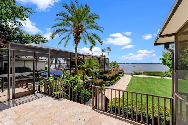 10545 Down Lakeview Cir, Windermere, FL 34786 - view of patio / terrace featuring a water view