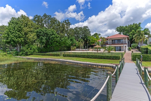 10545 Down Lakeview Cir, Windermere, FL 34786 - dock area featuring a water view and a balcony
