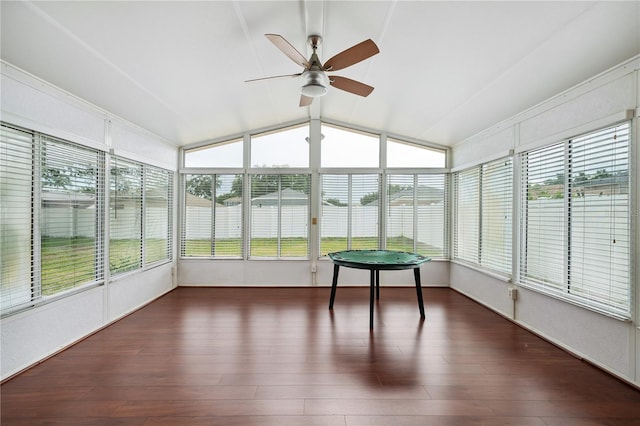 1762 Laurel Brook Loop, Casselberry, FL 32707 - unfurnished sunroom with ceiling fan, lofted ceiling, and wood finished floors