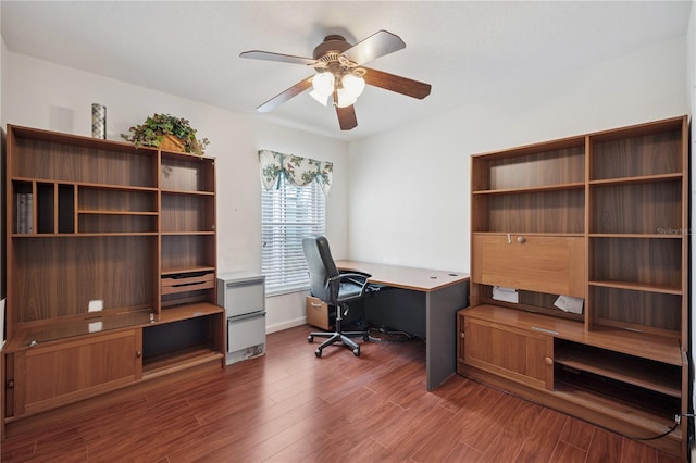 1762 Laurel Brook Loop, Casselberry, FL 32707 - office area with ceiling fan and dark wood finished floors