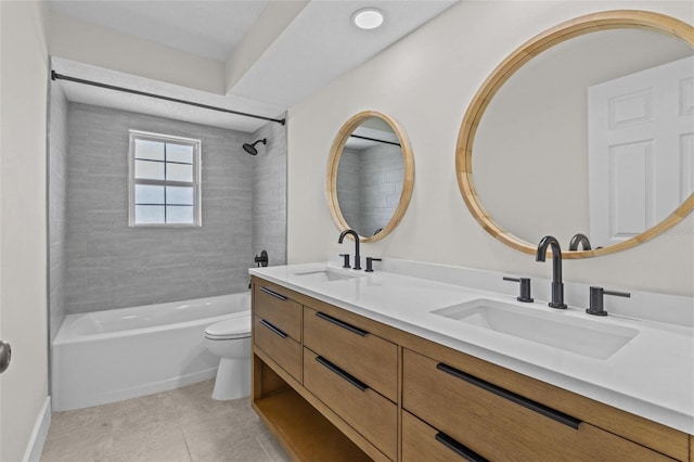 671 25th St SW, Largo, FL 33770 - bathroom featuring double vanity, shower / washtub combination, and tile patterned flooring