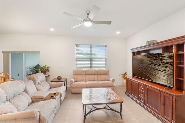 4021 Mayhill Loop, Eustis, FL 32736 - living area featuring a ceiling fan, light tile patterned flooring, and recessed lighting