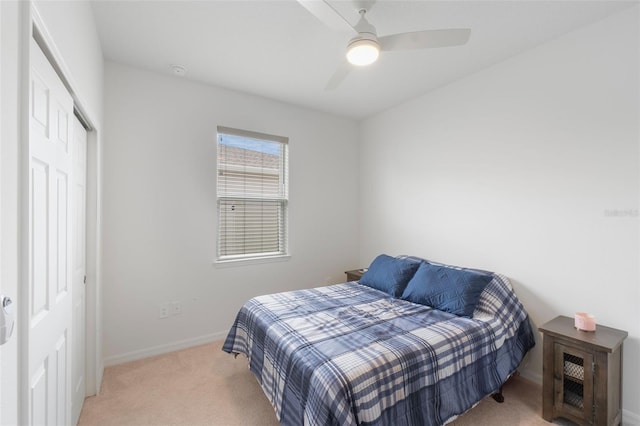 4021 Mayhill Loop, Eustis, FL 32736 - bedroom featuring light colored carpet, a closet, and a ceiling fan