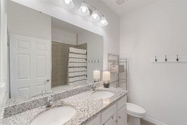 4021 Mayhill Loop, Eustis, FL 32736 - bathroom featuring double vanity and a shower with shower curtain