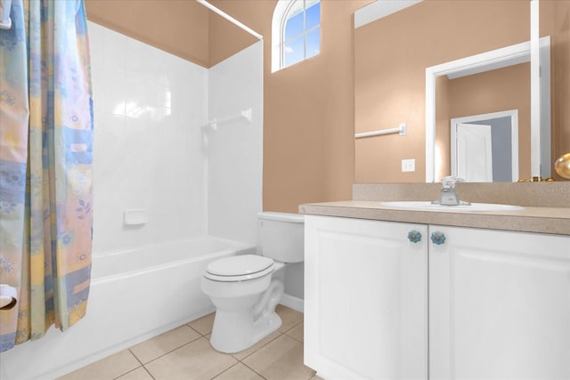 516 Brunello Dr, Davenport, FL 33897 - full bathroom with shower / bath combination with curtain, tile patterned flooring, and vanity