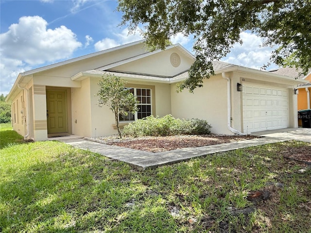 633 Flower Fields Ln, Orlando, FL 32824 - ranch-style home featuring stucco siding, a garage, and a front yard