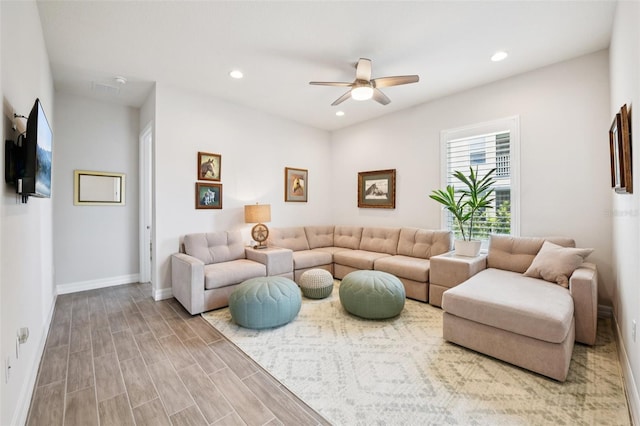 17838 Hither Hills Cir, Winter Garden, FL 34787 - living area with ceiling fan, recessed lighting, and wood finished floors