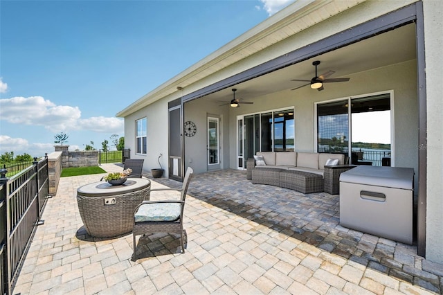 17838 Hither Hills Cir, Winter Garden, FL 34787 - view of patio / terrace featuring an outdoor living space and ceiling fan