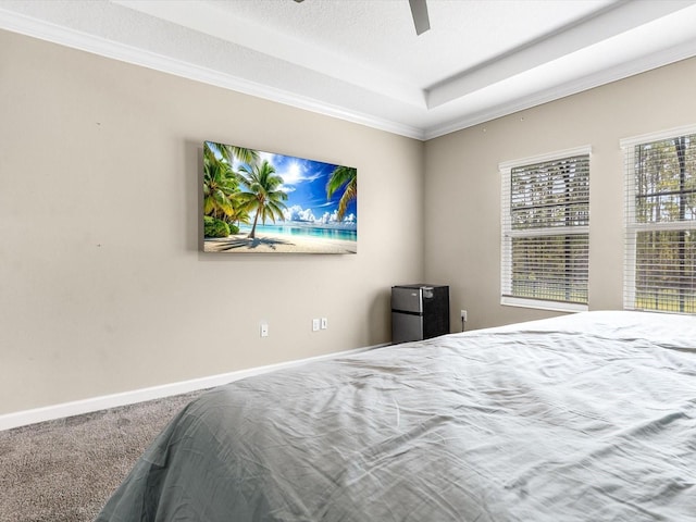 2452 Camden Park Ave, Davenport, FL 33837 - carpeted bedroom with a raised ceiling, crown molding, and ceiling fan