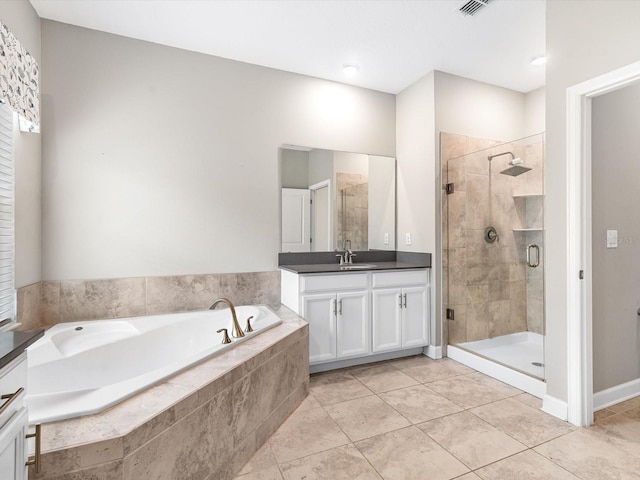 2452 Camden Park Ave, Davenport, FL 33837 - full bath featuring vanity, a bath, a shower stall, and tile patterned flooring