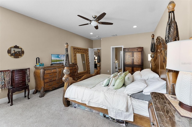 1208 Fieldstone Cir, Oviedo, FL 32765 - bedroom featuring light carpet, recessed lighting, and ceiling fan