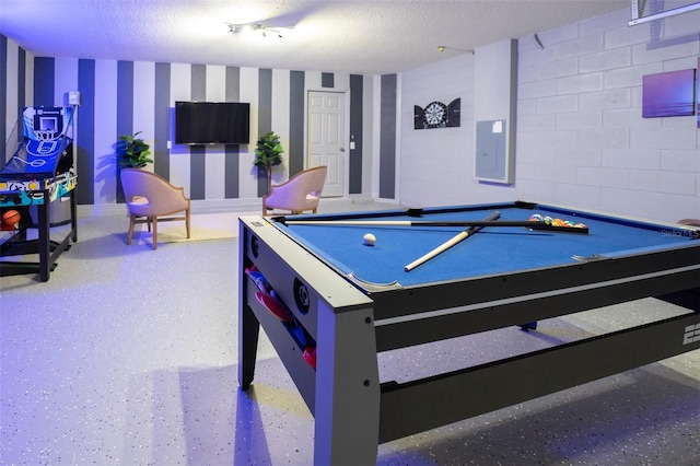 2792 Roccella Ct, Kissimmee, FL 34747 - game room with electric panel, pool table, a textured ceiling, and wallpapered walls