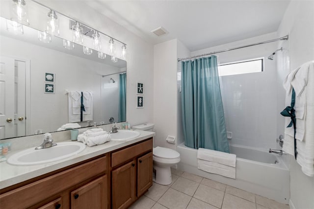 2792 Roccella Ct, Kissimmee, FL 34747 - full bathroom featuring shower / tub combo with curtain, tile patterned flooring, and double vanity