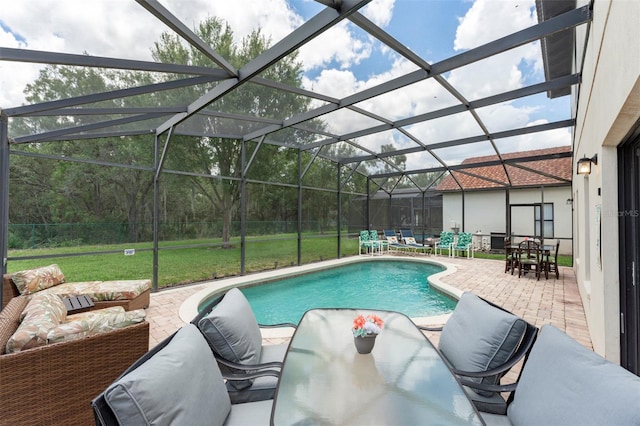 2792 Roccella Ct, Kissimmee, FL 34747 - swimming pool featuring outdoor dining space, a patio area, an outdoor hangout area, and a lawn