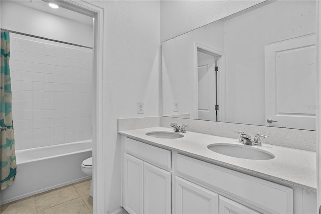 4491 Holstein St, Saint Cloud, FL 34772 - full bathroom featuring double vanity, tile patterned flooring, and shower / bath combo