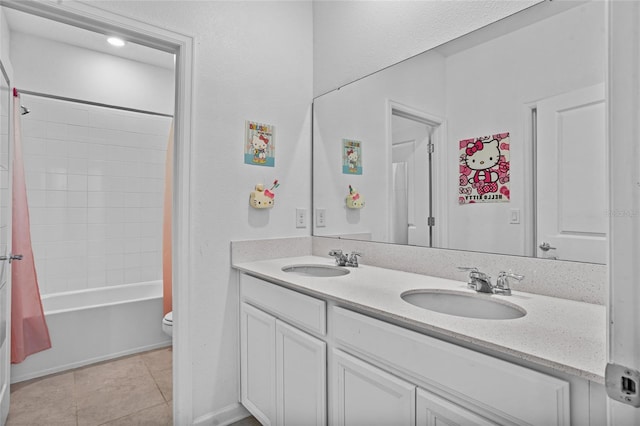 4491 Holstein St, Saint Cloud, FL 34772 - full bathroom with double vanity, shower / bath combo, and tile patterned flooring