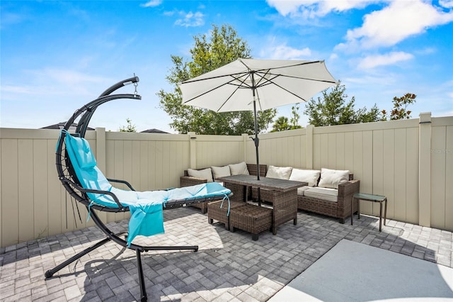 4491 Holstein St, Saint Cloud, FL 34772 - fenced backyard with an outdoor hangout area and a patio