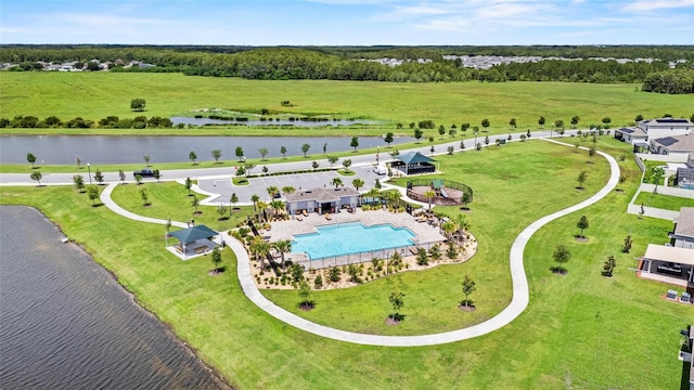 4491 Holstein St, Saint Cloud, FL 34772 - drone / aerial view of a pool area and a large body of water