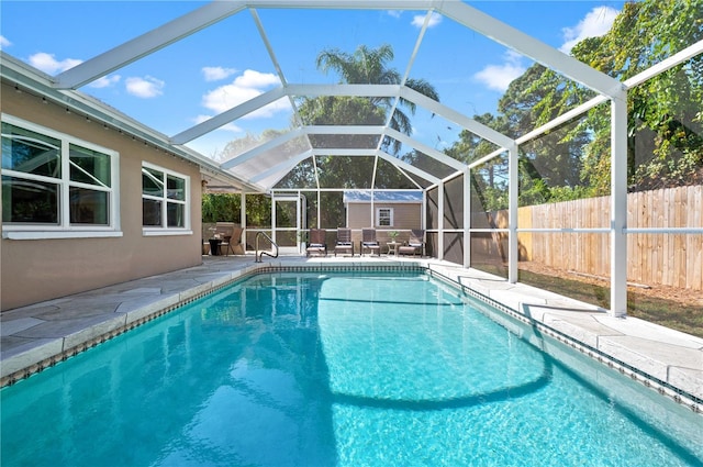 874 Acadia Rd, Venice, FL 34293 - view of pool with a patio, a fenced backyard, and glass enclosure