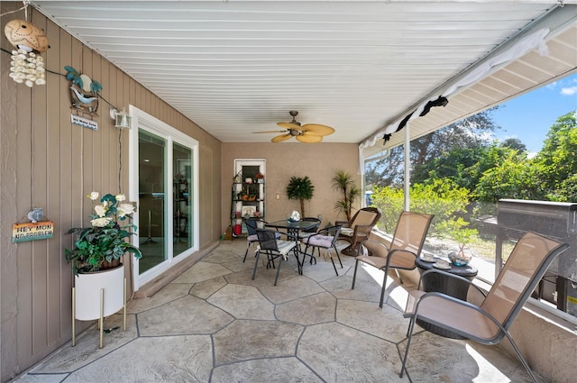 874 Acadia Rd, Venice, FL 34293 - view of patio / terrace featuring outdoor dining space and a ceiling fan