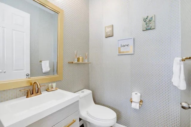 1870 Sawyer Palm Pl Unit 1870, Kissimmee, FL 34747 - half bathroom with vanity and wallpapered walls