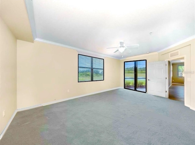 20080 Ragazza Cir Unit 102, Venice, FL 34293 - carpeted empty room featuring crown molding and ceiling fan
