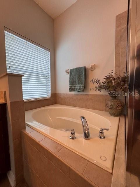 14548 Black Cherry Trl, Winter Garden, FL 34787 - bathroom featuring a garden tub, vanity, and a shower stall