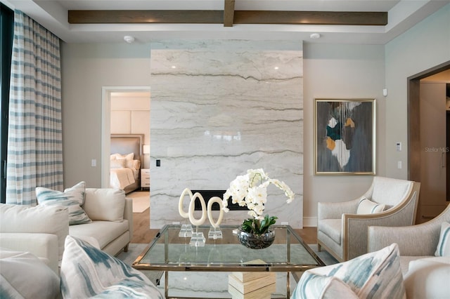 4162 Grande Brick Loop Unit 27, Orlando, FL 32837 - living area with wood finished floors and beam ceiling