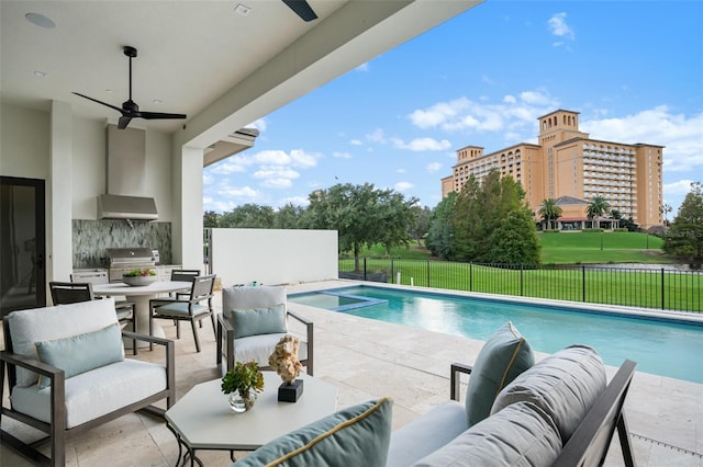 4162 Grande Brick Loop Unit 27, Orlando, FL 32837 - view of swimming pool featuring area for grilling, outdoor lounge area, a ceiling fan, and a patio