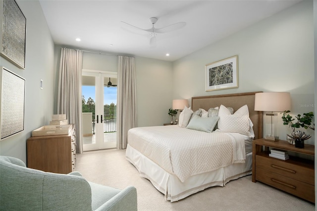 4162 Grande Brick Loop Unit 27, Orlando, FL 32837 - bedroom with access to outside, light carpet, recessed lighting, and ceiling fan