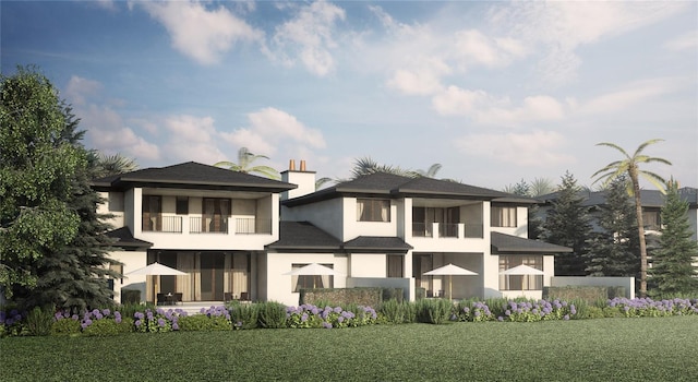 4162 Grande Brick Loop Unit 27, Orlando, FL 32837 - view of front facade with stucco siding, a balcony, a front yard, and roof with shingles