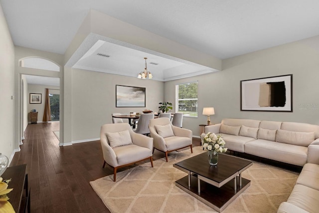2534 Double Tree Pl, Oviedo, FL 32766 - living room featuring a chandelier and wood finished floors