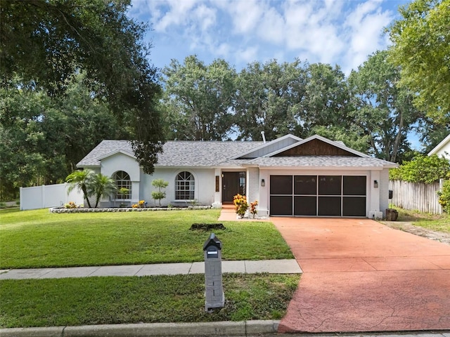 15718 Carriage Hill Ct, Clermont, FL 34711 - ranch-style house with driveway, an attached garage, stucco siding, and roof with shingles