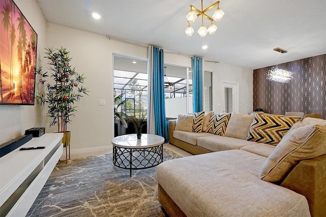 927 Paradise Dr, Davenport, FL 33897 - living room with a chandelier and recessed lighting