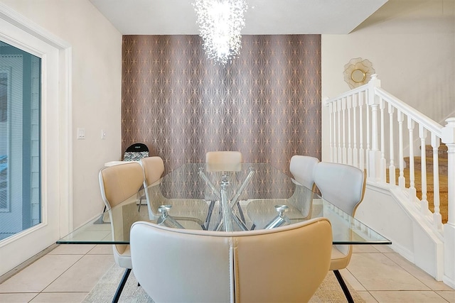 927 Paradise Dr, Davenport, FL 33897 - tiled dining room with a chandelier