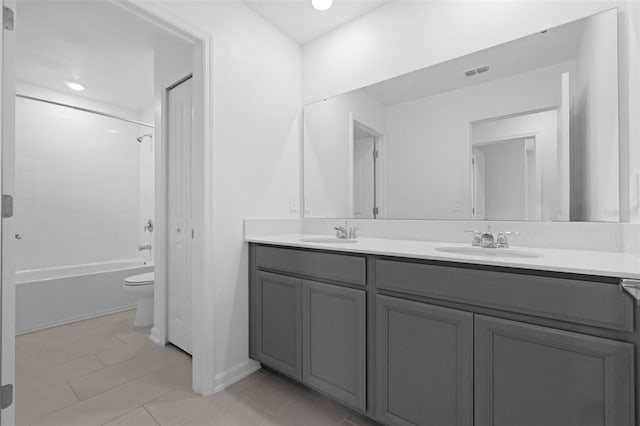 617 Hitch Loop, Saint Cloud, FL 34772 - full bathroom featuring double vanity, tile patterned floors, bathing tub / shower combination, and recessed lighting