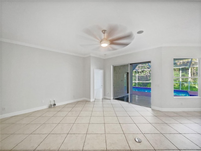 4615 River Overlook Dr, Valrico, FL 33596 - empty room with crown molding, light tile patterned floors, and ceiling fan