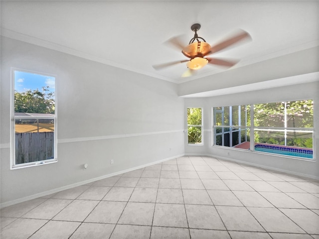4615 River Overlook Dr, Valrico, FL 33596 - spare room with crown molding, ceiling fan, and tile patterned flooring