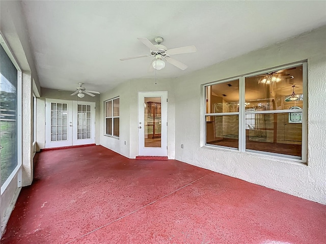 16634 Pine Timber Ave, Montverde, FL 34756 - unfurnished sunroom with ceiling fan and french doors